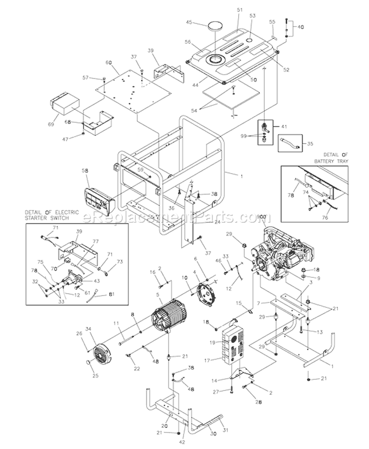 Page C Diagram and Parts List for 030344-0  Briggs and Stratton Generator